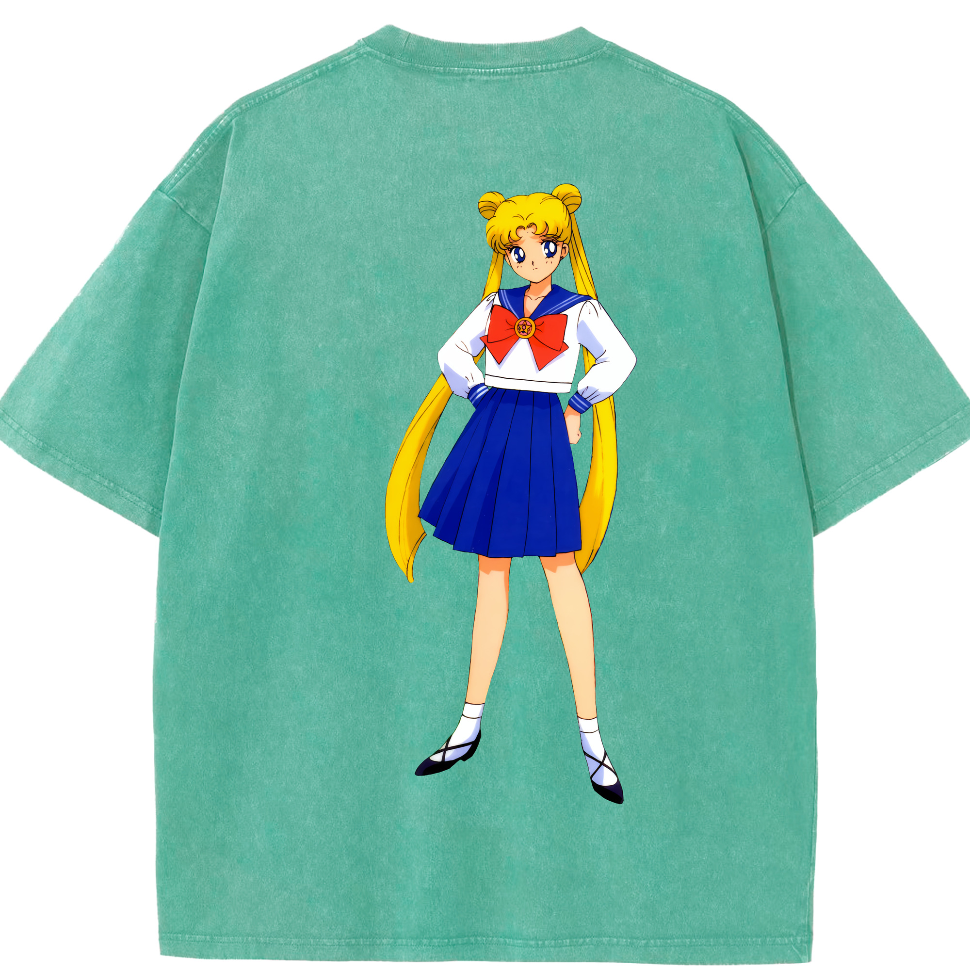 （画像用） 美少女戦士セーラームーン 愛野 美奈子 あいの みなこ Sailor Moon Aino Minako 綿100% ヴィンテージ風 半袖Tシャツ（背面プリント）